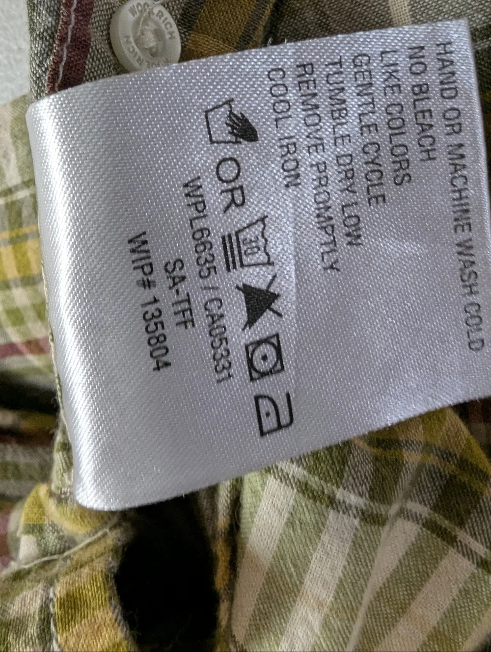 Woolrich Men's Size L Plaid Short Sleeve Button Down Shirt 100% Cotton Green Tan